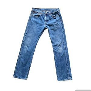 Levis 501 Original Fit Mens Straight Leg Blue Denim Jeans 31x32 Medium Wash